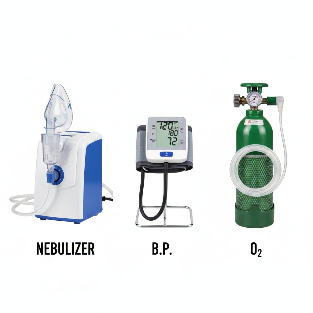 Nebulizer, B.P and O2