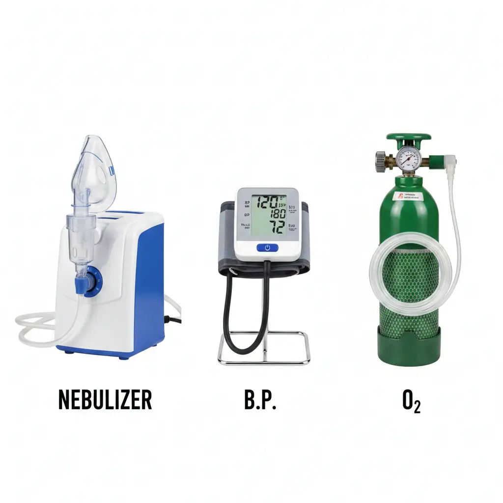 Nebulizer, B.P and O2